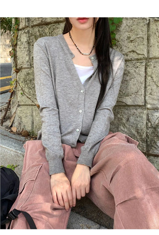Gello Basic Round Long Sleeve Knitwear Cardigan