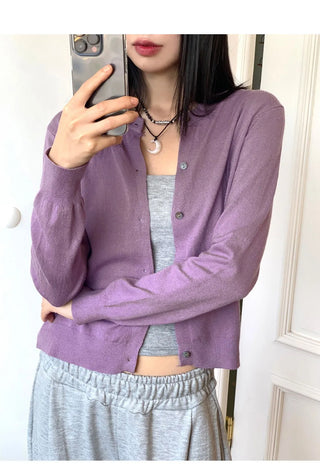 Gello Basic Round Long Sleeve Knitwear Cardigan