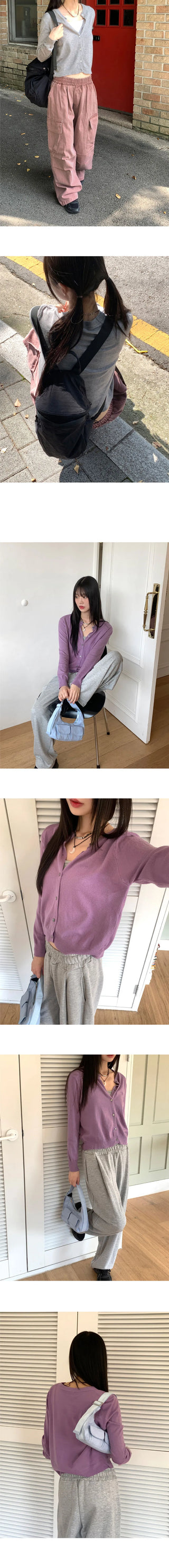 Gello Basic Round Long Sleeve Knitwear Cardigan