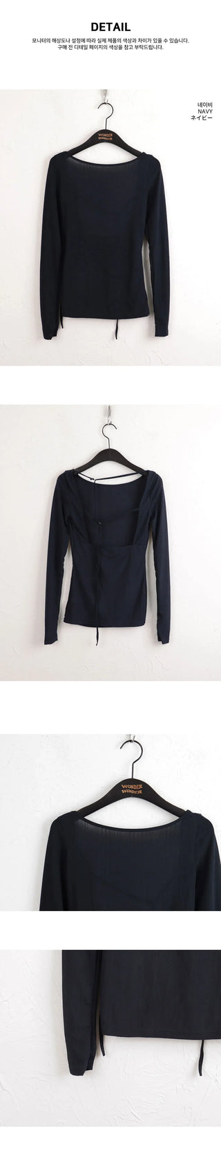Delia see-through back strap long-sleeved T-shirt
