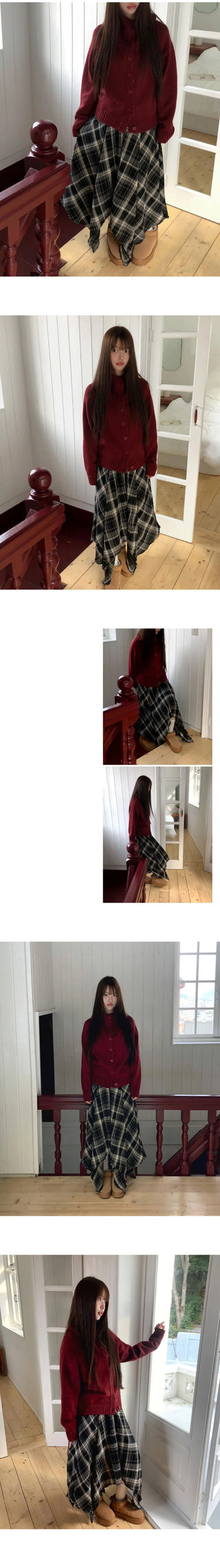 Nudan Button High Neck Collar Vintage Knitwear Cardigan