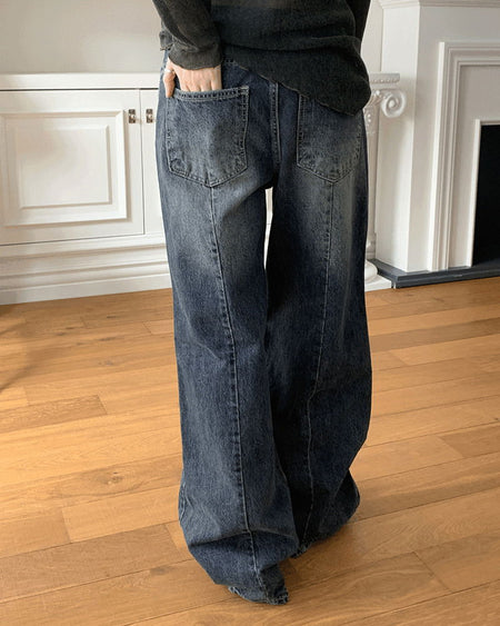 Delray back Split wide denim pants