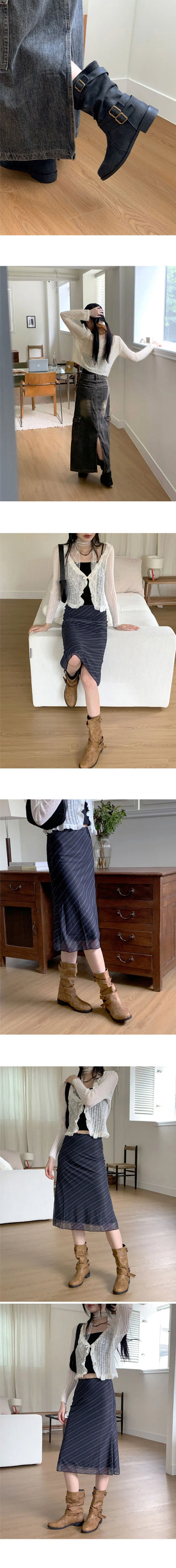 Grason suede gathered leather belted boots