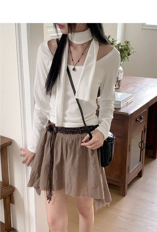Fescal Choker U-Neck Long Sleeve T-Shirt