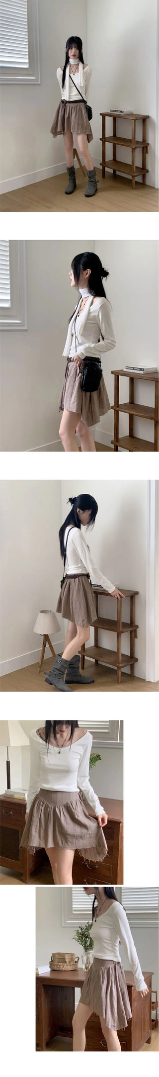 Fescal Choker U-Neck Long Sleeve T-Shirt