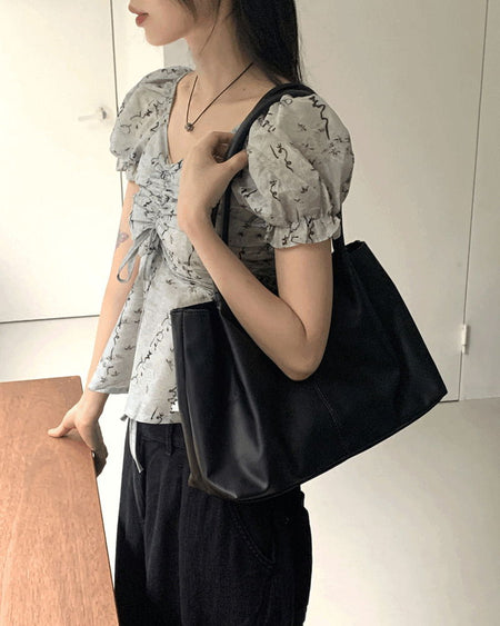 Senko pleated Split leather shoulder bag