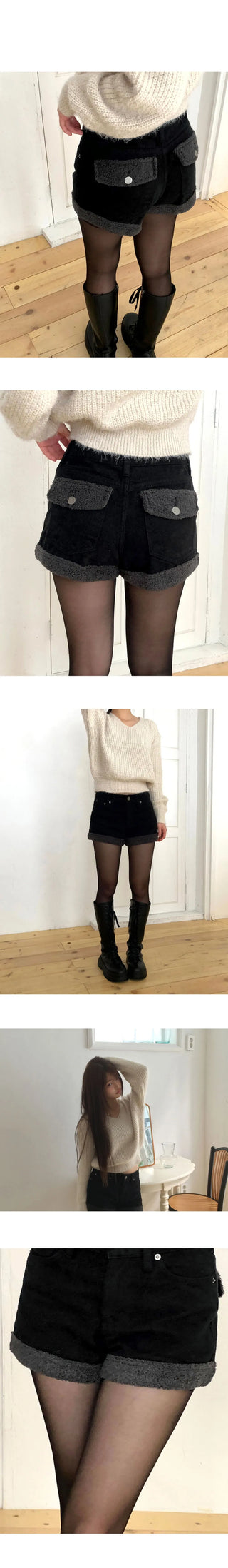 Neri Wool Pocket Color Block Shorts