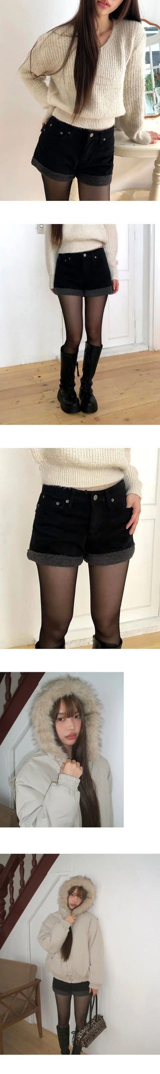 Neri Wool Pocket Color Block Shorts