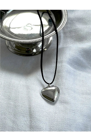 Roche Silver Bold Heart Strap Necklace