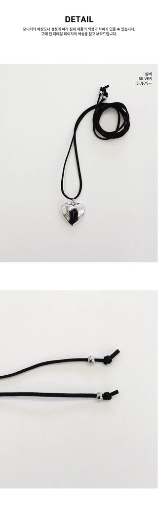Roche Silver Bold Heart Strap Necklace