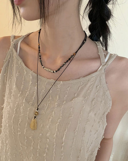 Native Beaded Metal Vintage Gemstone Necklace