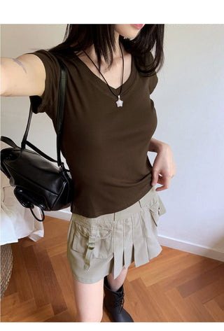 Ser V-Neck slim ribbed Ribbed sleeved T-shirt