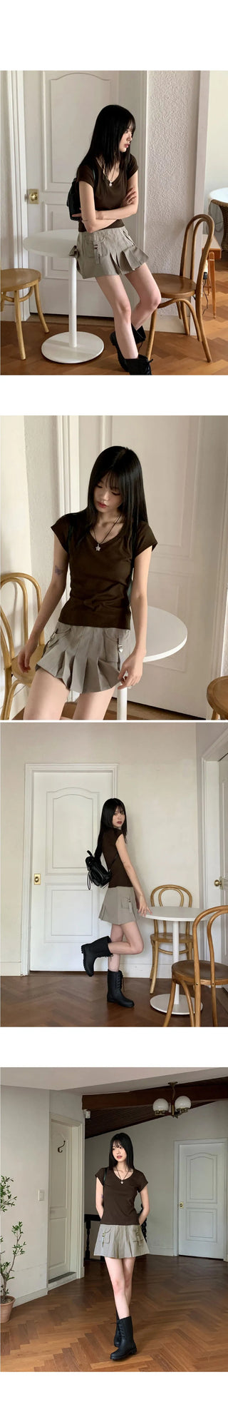 Ser V-Neck slim ribbed Ribbed sleeved T-shirt