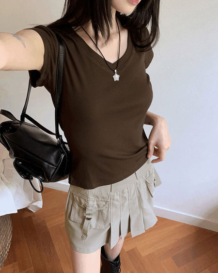 Ser V-Neck slim ribbed Ribbed sleeved T-shirt