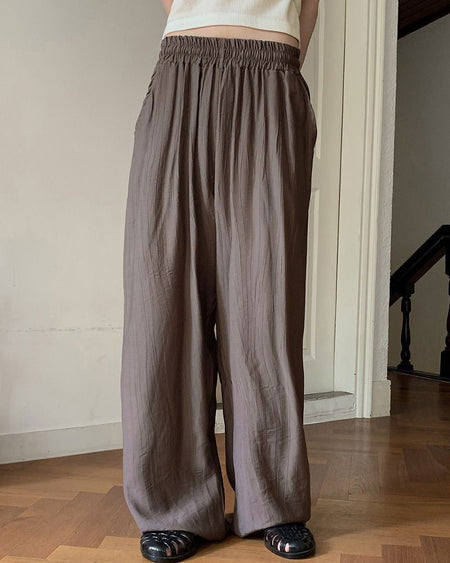 Yellow Summer Fabric Banding Long Wide Pants