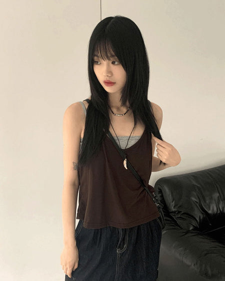 Mayata Vintage Halter Strap Point Layered Sleeveless