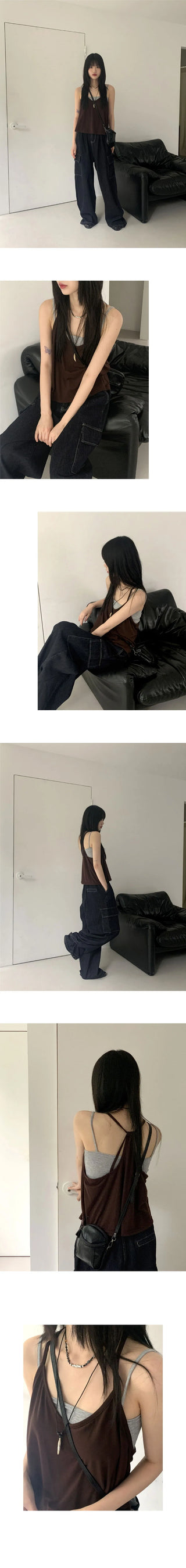 Mayata Vintage Halter Strap Point Layered Sleeveless