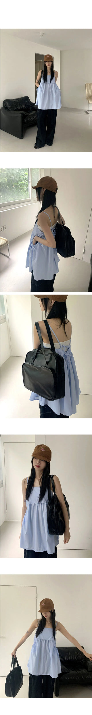 Clate Layered Pocket String Mini Sleeveless Dress