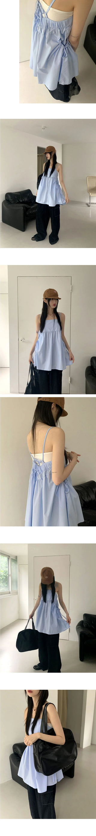 Clate Layered Pocket String Mini Sleeveless Dress