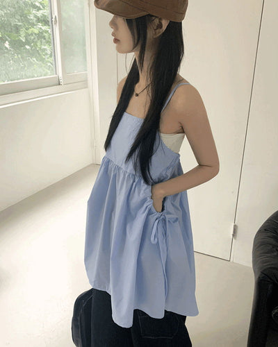Clate Layered Pocket String Mini Sleeveless Dress
