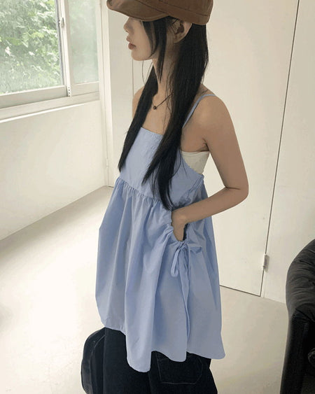 Clate Layered Pocket String Mini Sleeveless Dress