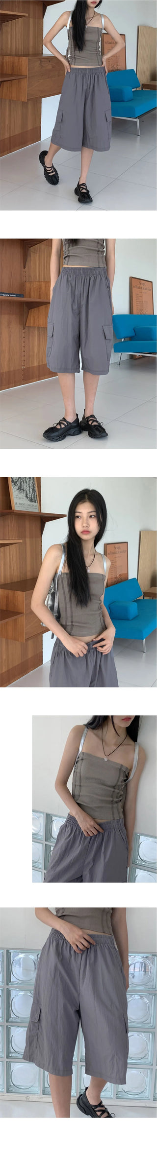 Kanky Nylon Cargo Banding Bermuda Part 5 Short Pants