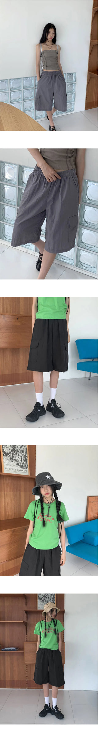 Kanky Nylon Cargo Banding Bermuda Part 5 Short Pants