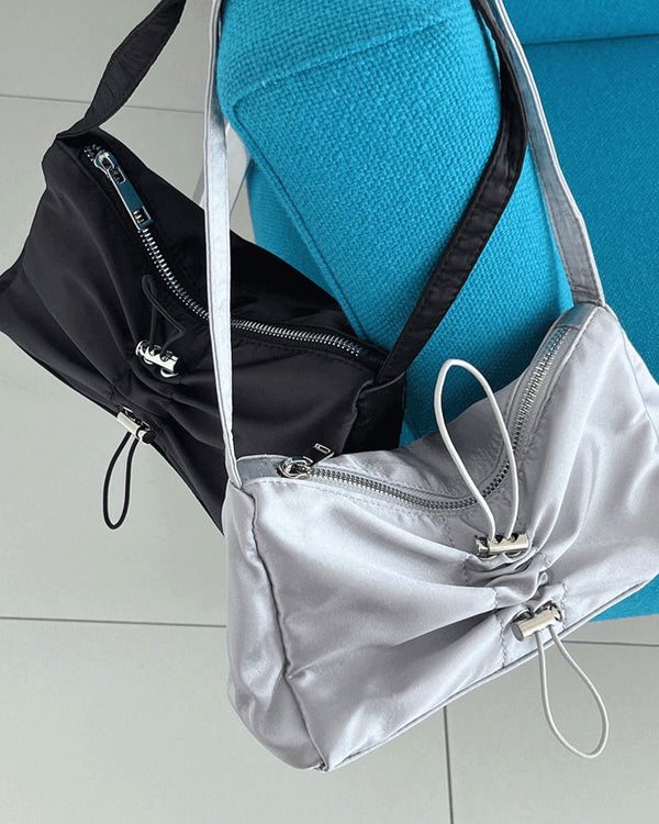 Borin satin shirring-string mini shoulder bag