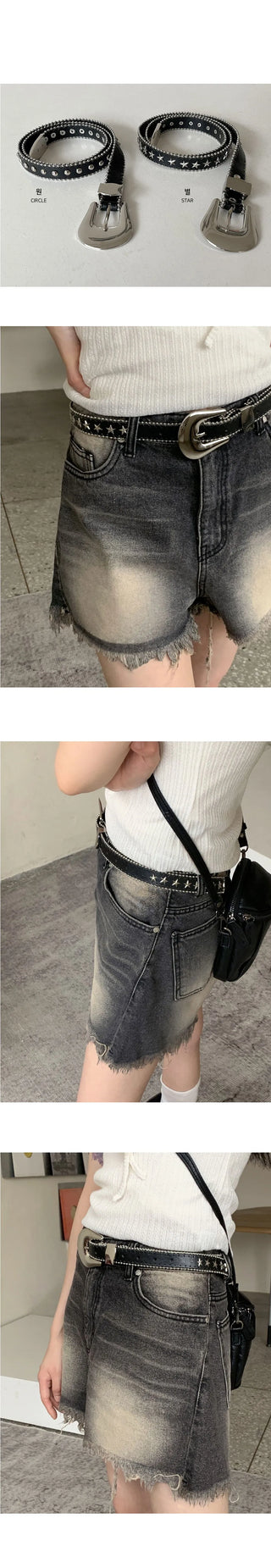 Crema Western Star One Stud Leather Belt