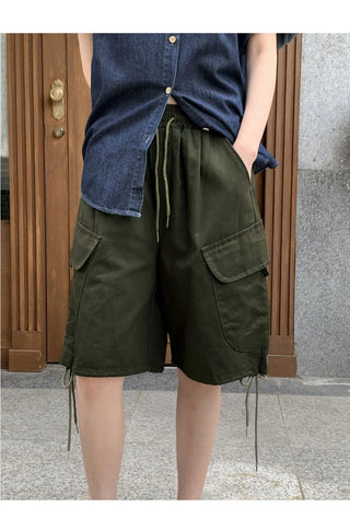 Combo cotton banding cargo half-quarter shorts Bermuda short pants