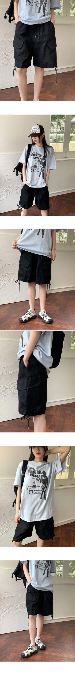 Combo cotton banding cargo half-quarter shorts Bermuda short pants