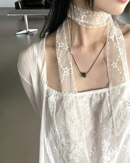 Dreamer see-through punching embroidered scarf