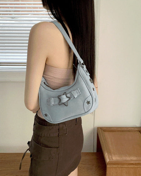 Staney Vintage Star Buckle Denim Hobo Shoulder Bag
