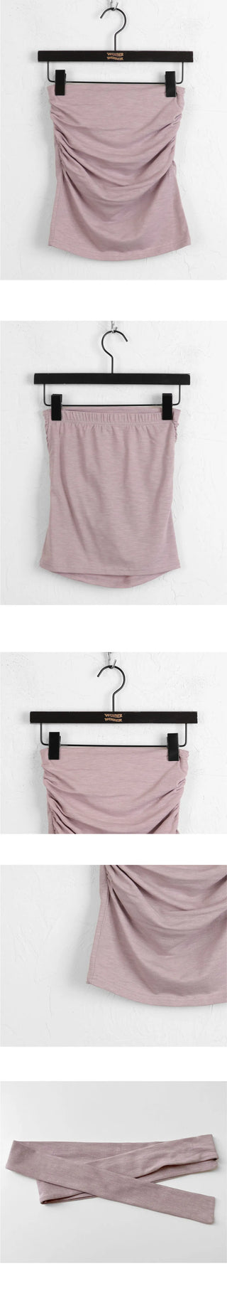 Mache Festival tie shirring cropped tube tank top