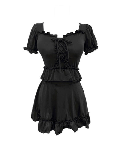 Minutes Hocance Ruffle Strap Swimsuit Two-piece Set