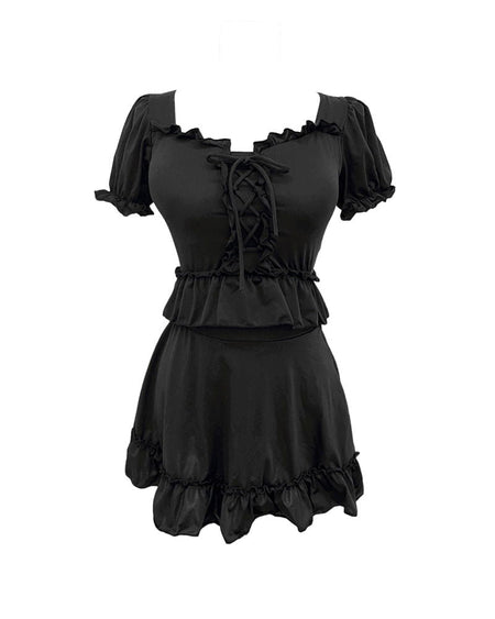 Minutes Hocance Ruffle Strap Swimsuit Two-piece Set