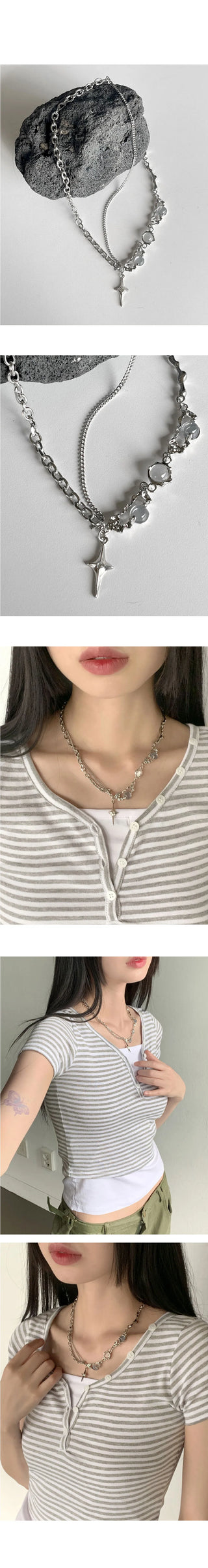Smet Beads Gemstone Chain Silver Necklace