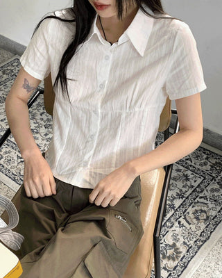 Tekka Split Semi-cropped Short Sleeve Shirt