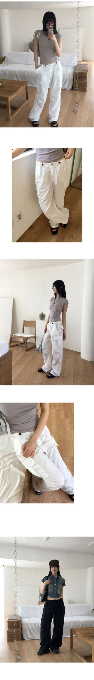 Kanter shirring cargo two-way joggers