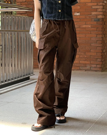 Kanter shirring cargo two-way joggers