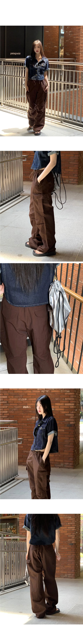 Kanter shirring cargo two-way joggers