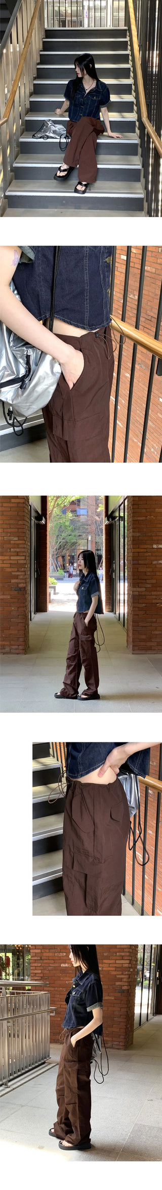 Kanter shirring cargo two-way joggers