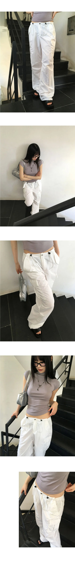 Kanter shirring cargo two-way joggers