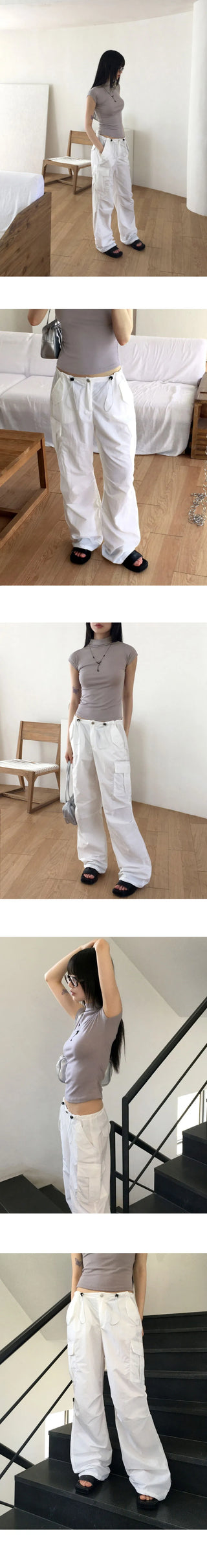 Kanter shirring cargo two-way joggers