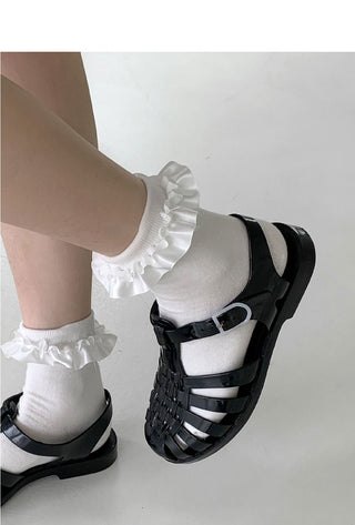 Topu ruffle lace cotton ankle socks