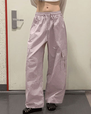 Shio Summer Crispy Banding Pocket Wide Cargo Pants