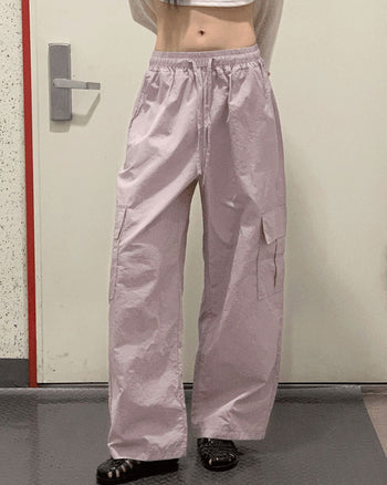 Shio Summer Crispy Banding Pocket Wide Cargo Pants