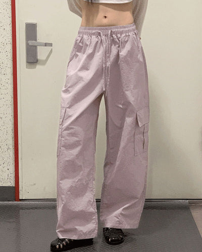Shio Summer Crispy Banding Pocket Wide Cargo Pants