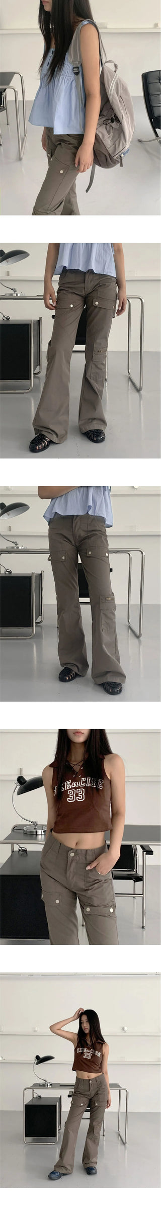 Larkin Baslock Long Semi Flared Cargo Pants