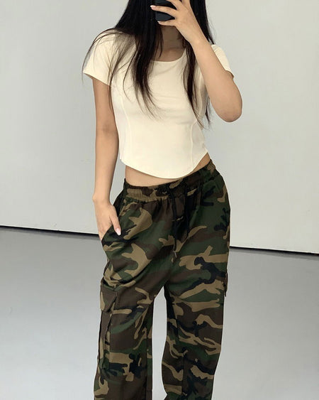 Pockel Hip Camo Military Banding Wide Cargo Pants